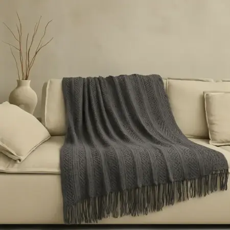 Роскошное серое трикотажное одеяло – Gabriel