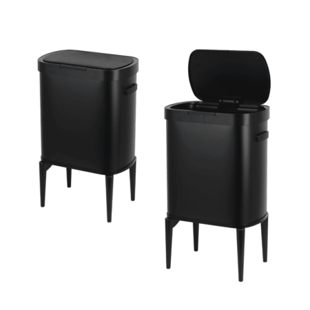 35L TOUCH Trash Can with Legs – Bamboo Wood