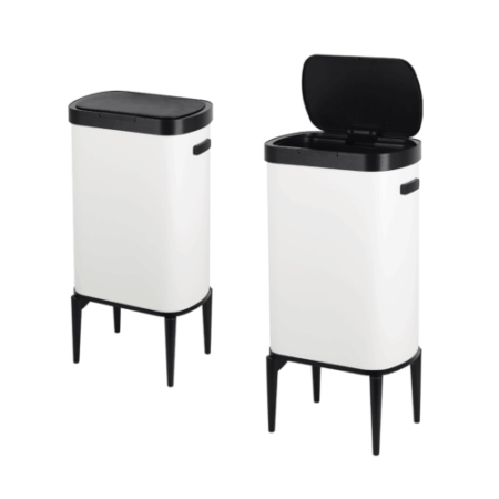 49L TOUCH Trash Can with Legs – Bamboo Wood