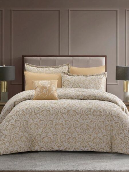 Жаккардовый комплект постельного белья King Size из 7 предметов – Пейсли Золото