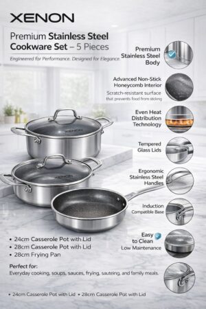 Cookware Set 5 Pieces Premium Stainless Steel Xenon