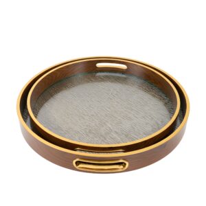 Set of decorative round serving trays (2 pieces)