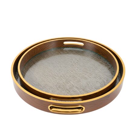 Set of decorative round serving trays (2 pieces)