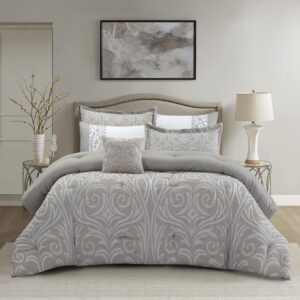 7-Piece King Size Jacquard Comforter Set – Clark Taupe