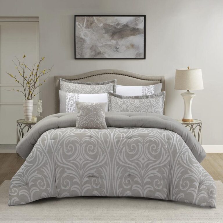 7-Piece King Size Jacquard Comforter Set – Clark Taupe