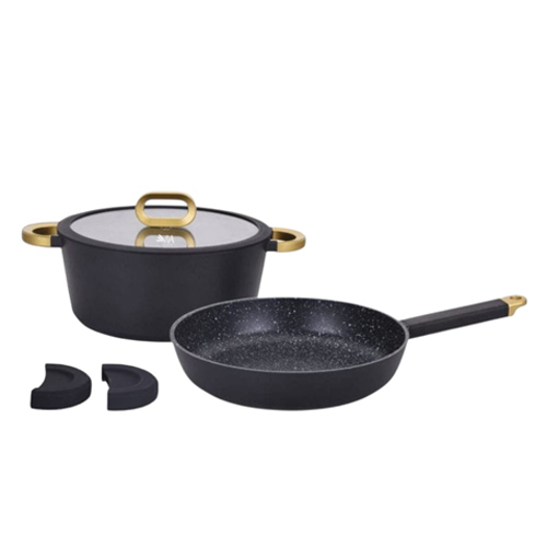 סט סיר 20 ס״מ ומחבת 24 ס״מ גרניט שחור Glory