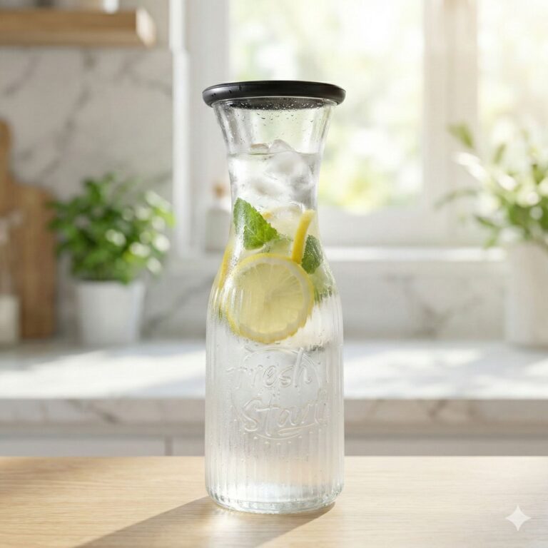 Clear Glass Jug 1L – Decorative Serving Pitcher Food & Freezer Safe