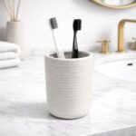 Modern Toothbrush Cup – Textured Ribbed Design