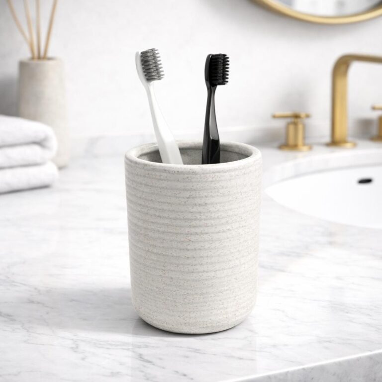 Modern Toothbrush Cup – Textured Ribbed Design
