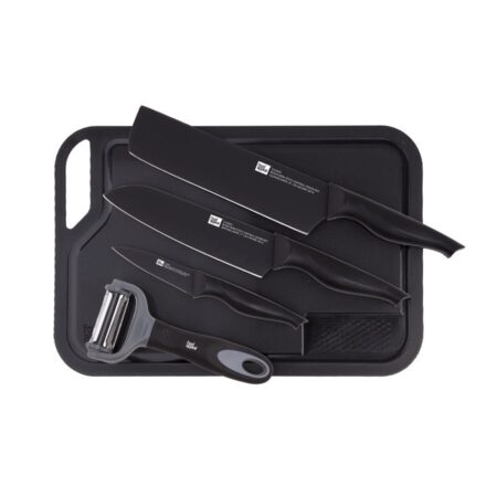 5-piece cutting case - 20 cm axe knife, 18 cm Santoku knife, peeling knife, peeler and cutting surface CLASSIC