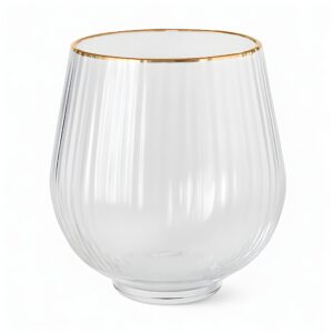 Set of 6-piece fluted crystal glass tumblr cups with gold rim<br>