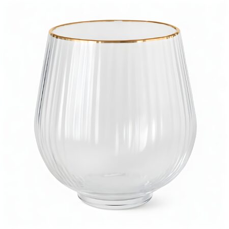 Set of 6-piece fluted crystal glass tumblr cups with gold rim<br>