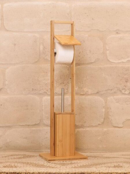 حامل ورق تواليت مع فرشاة Daisy من الخيزران