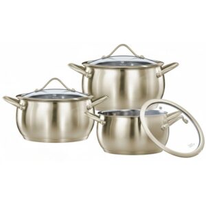 6-piece gold cooking set, pots 18/22/26 cm, BELLA from Food