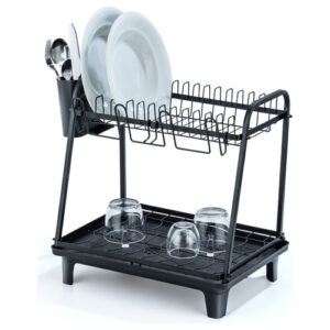 DRYZONE two-tier dish drying rack, black, 46.3X29.3X40.6 cm, from Food Appeal