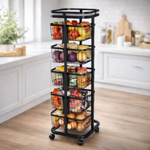 Weva Rotate 5 Tier Trolley with Locking Wheels – Black