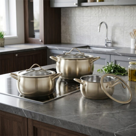 סט בישול 6 חלקים זהב סירים 18/22/26 ס"מ BELLA מבית Food