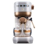 מכונת קפה אספרסו תואמת קפסולות Nespresso וקפה טחון לבן/זהב מבית Food appeal